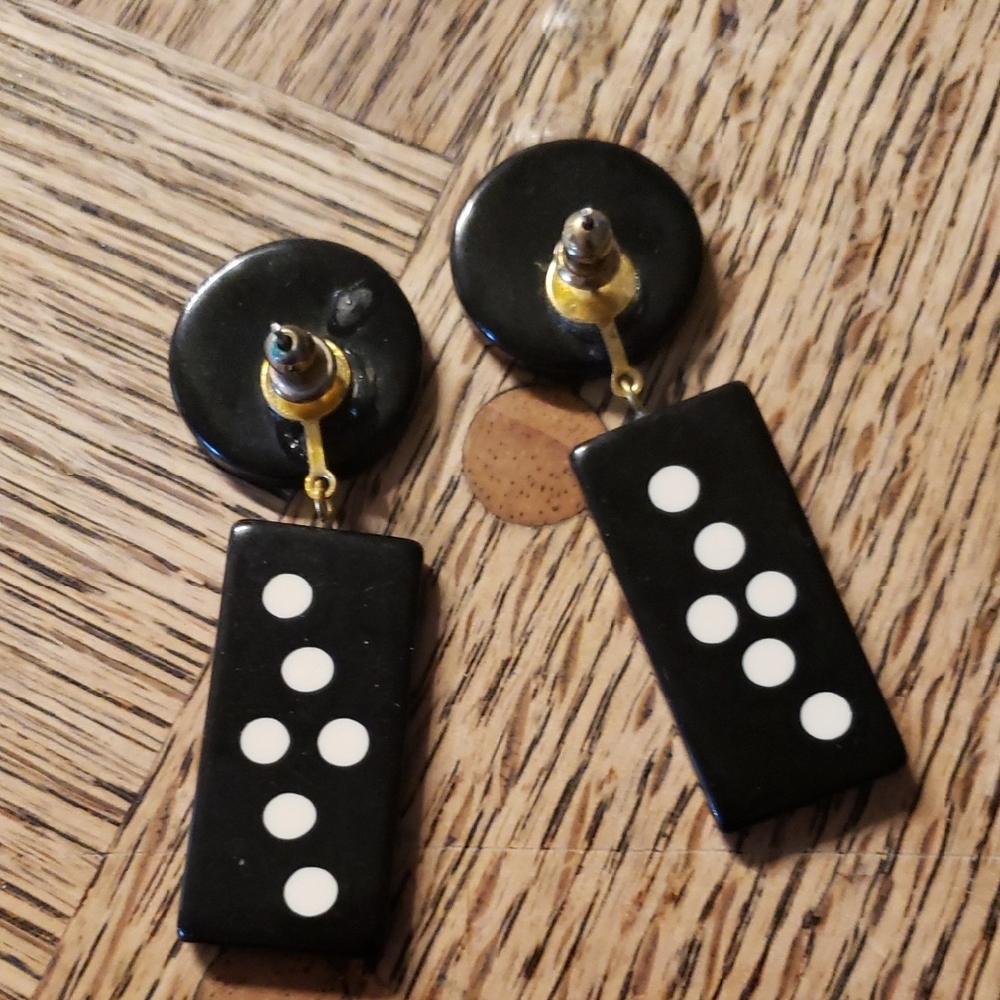 Black and White Domino Earrings vintage